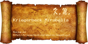 Kriegerbeck Mirabella névjegykártya